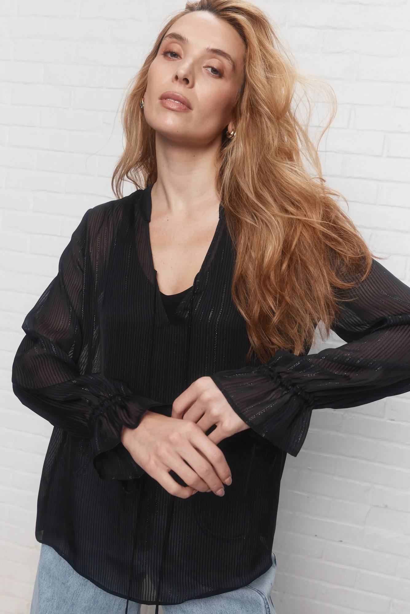 Bianca | Blouse noire métallique - Image 3