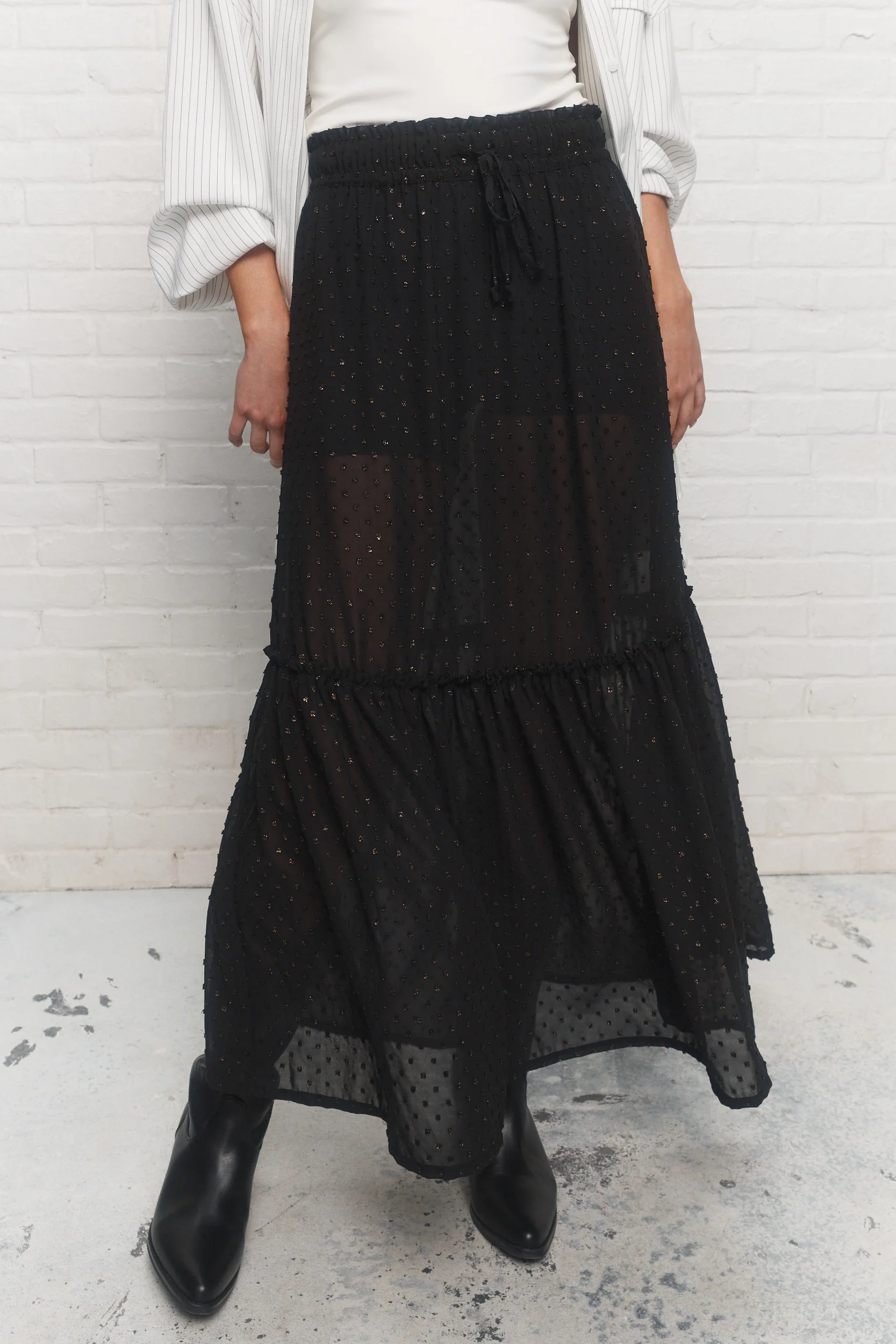 Diem | Jupe longue noire transparente - Image 3