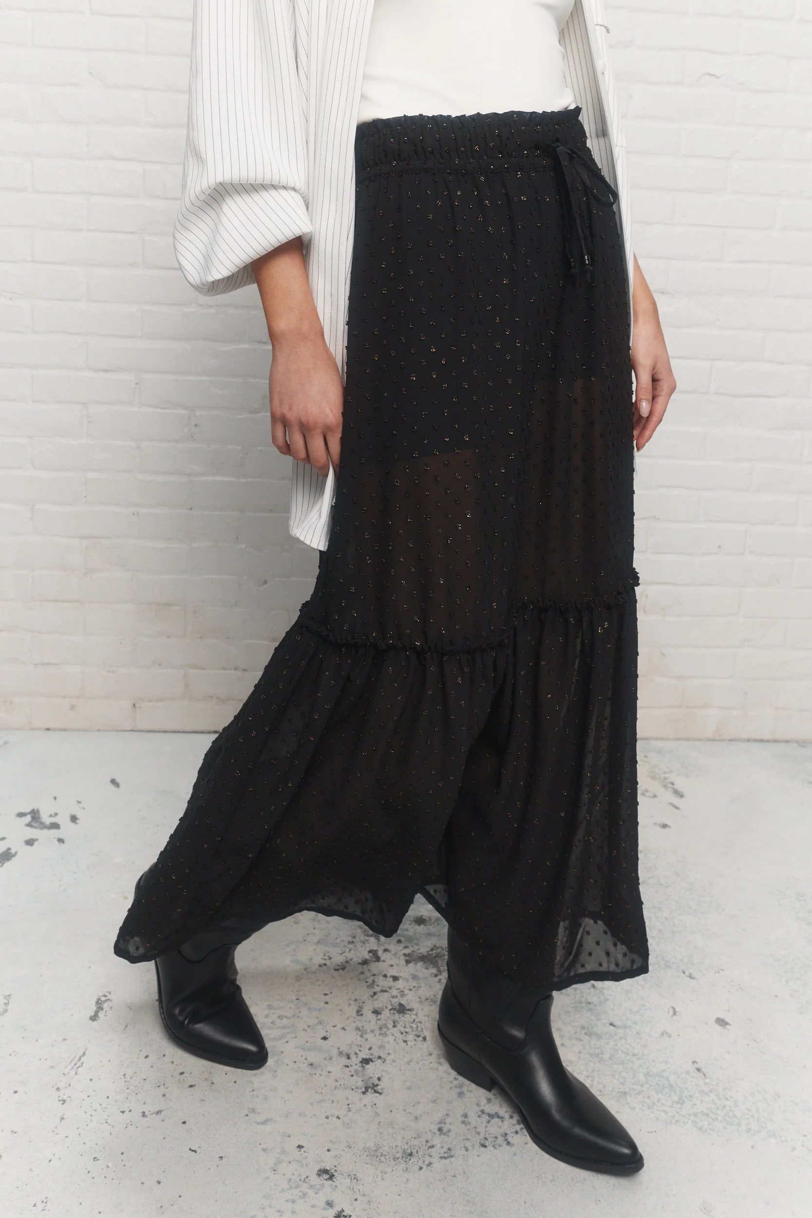 Diem | Jupe longue noire transparente - Image 4