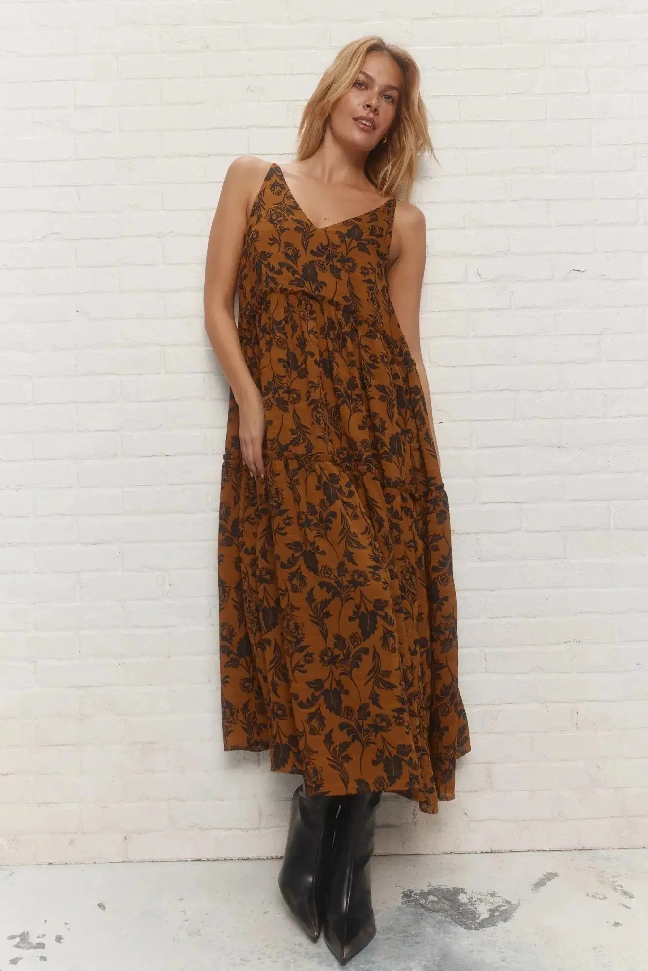 Lexie | Robe longue jaune à imprimé floral - Image 3