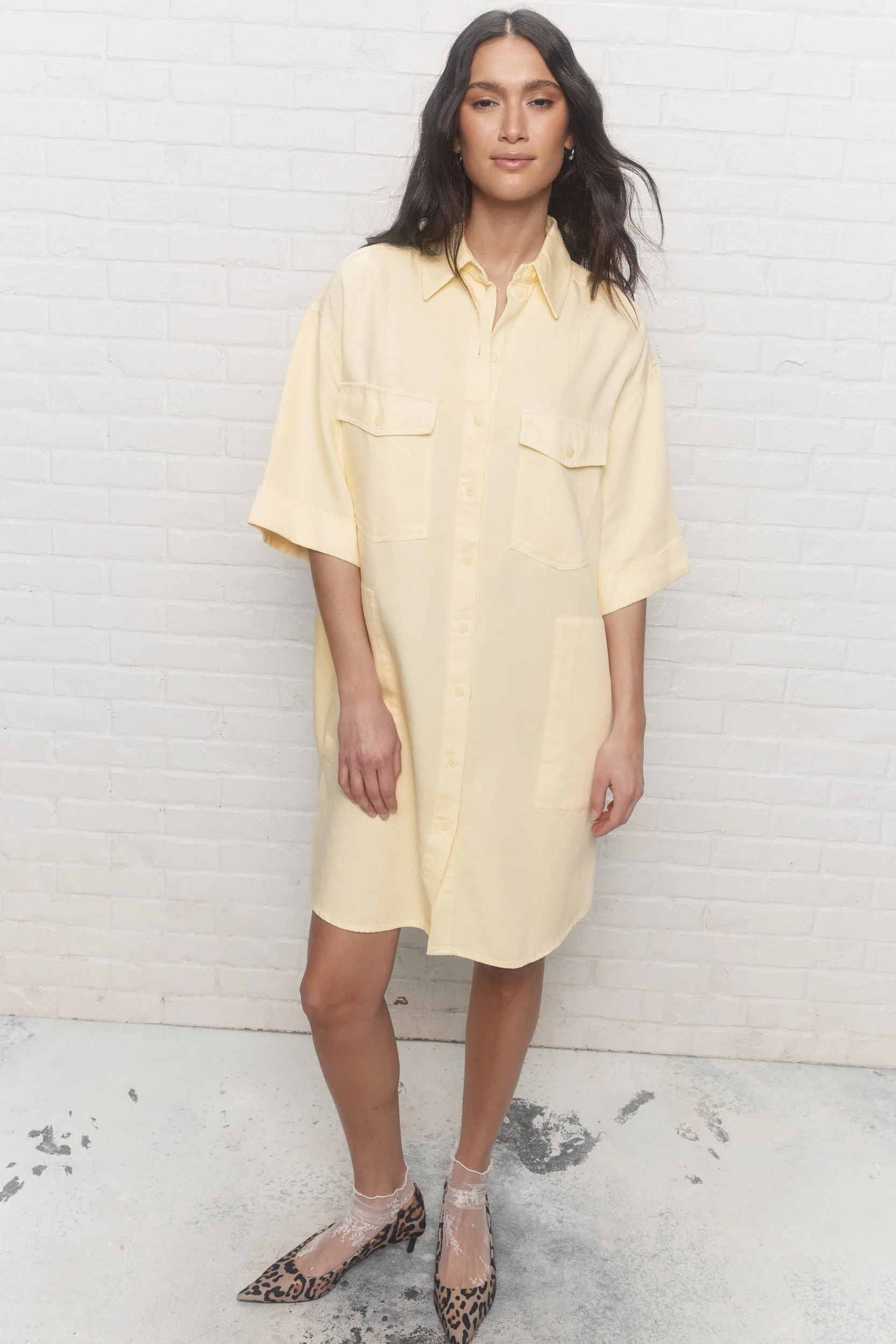 Mavis | Robe chemise jaune pâle