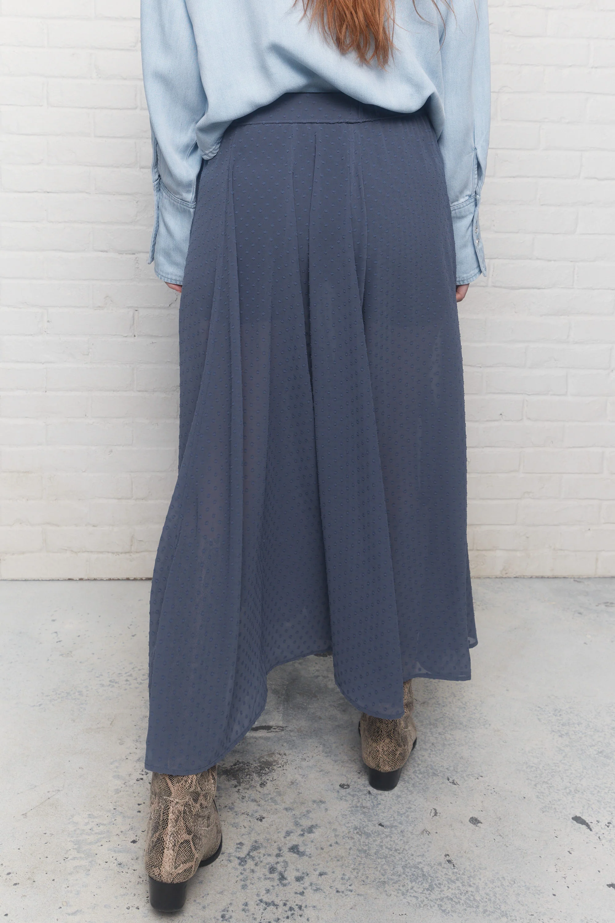 Nika | Jupe longue bleu-grise plissée - Image 5