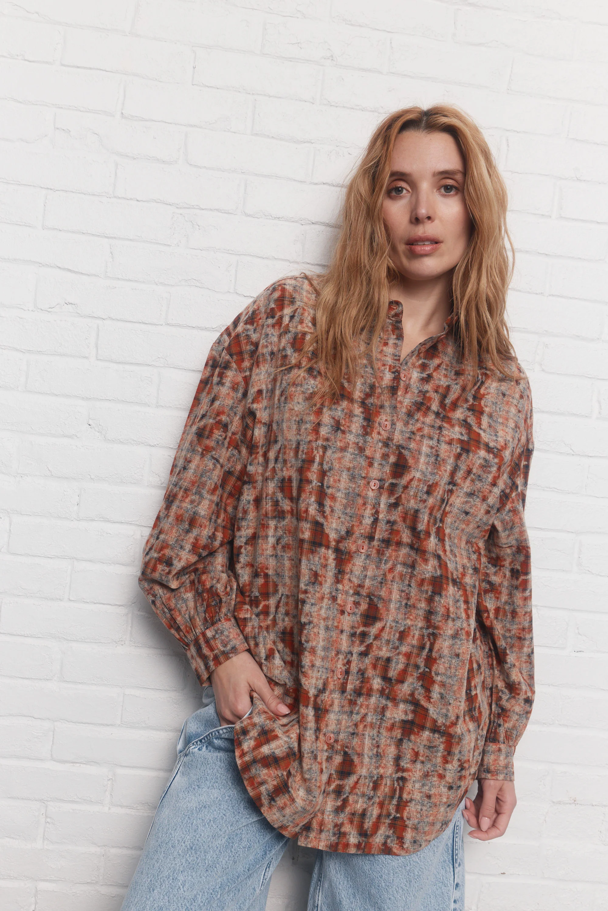 Oasis | Chemise orange à carreaux - Image 3