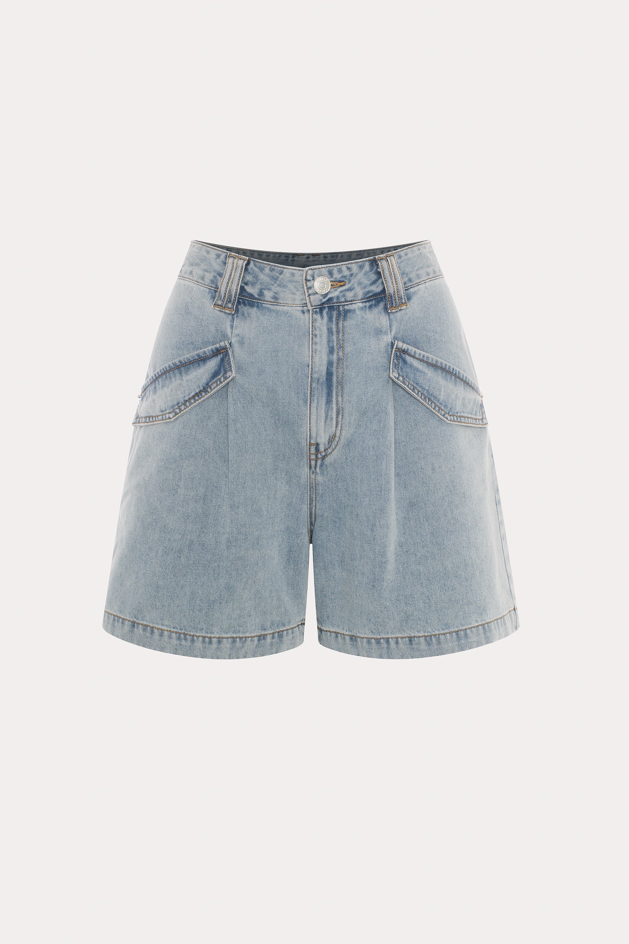 Renka | Short denim bleu pâle délavé - Image 2