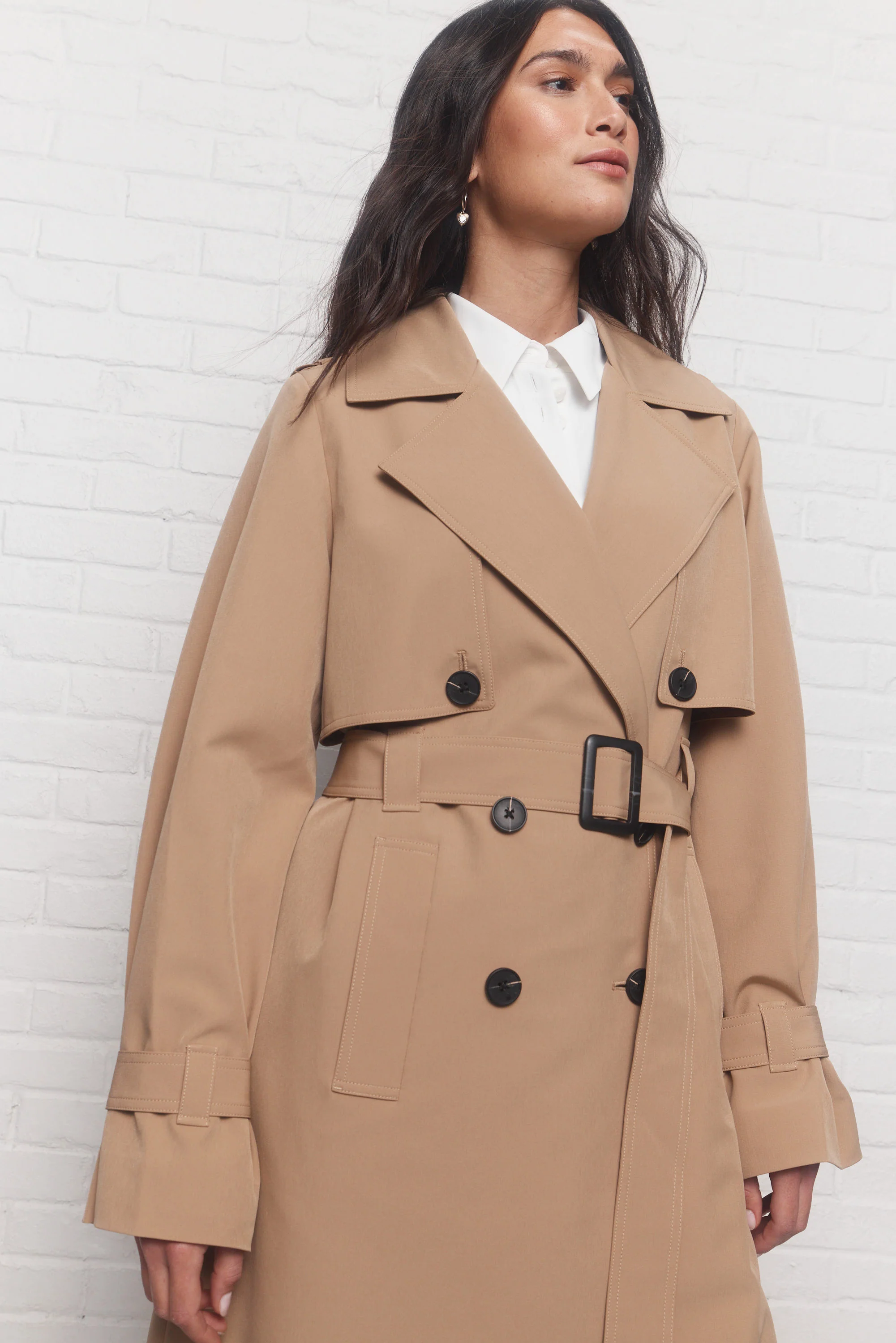 Warren | Manteau long taupe à col tailleur - Image 4